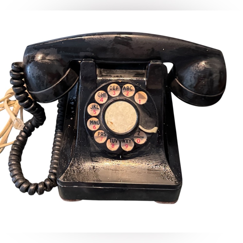 Vintage Black Rotary Dial Telephone Vintage Bell System Western Electric Desk